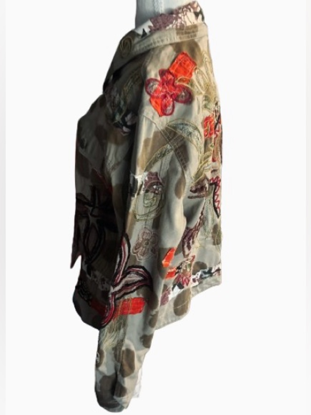 100% Cotton Vintage Embroidered BLEU BAYOU Boho Patchwork Jacket 90s Y2K Floral - Picture 5 of 16